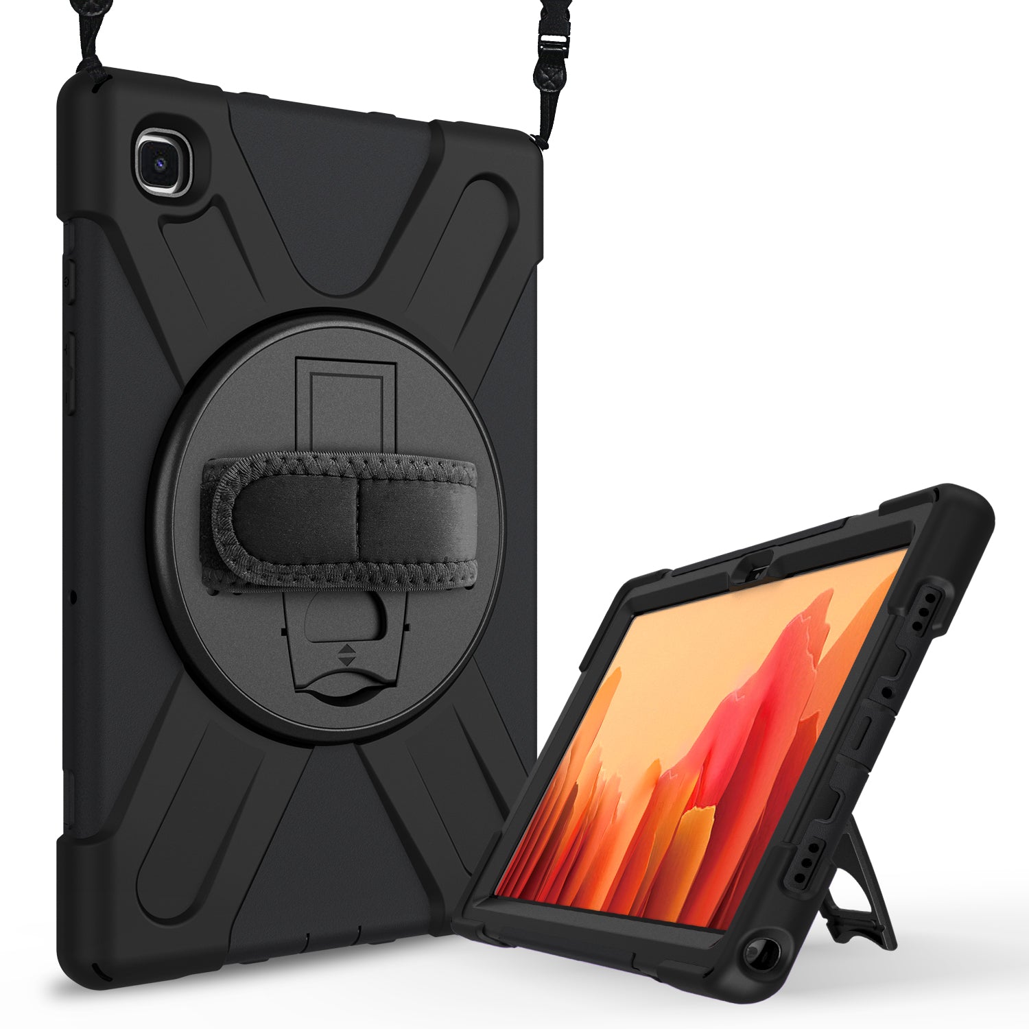 Reinforced and shockproof protective case, with shoulder strap-Black for Samsung