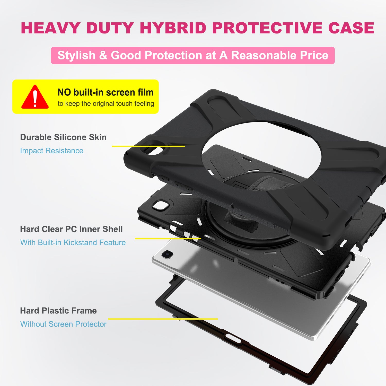 Reinforced and shockproof protective case, with shoulder strap-Black for Samsung