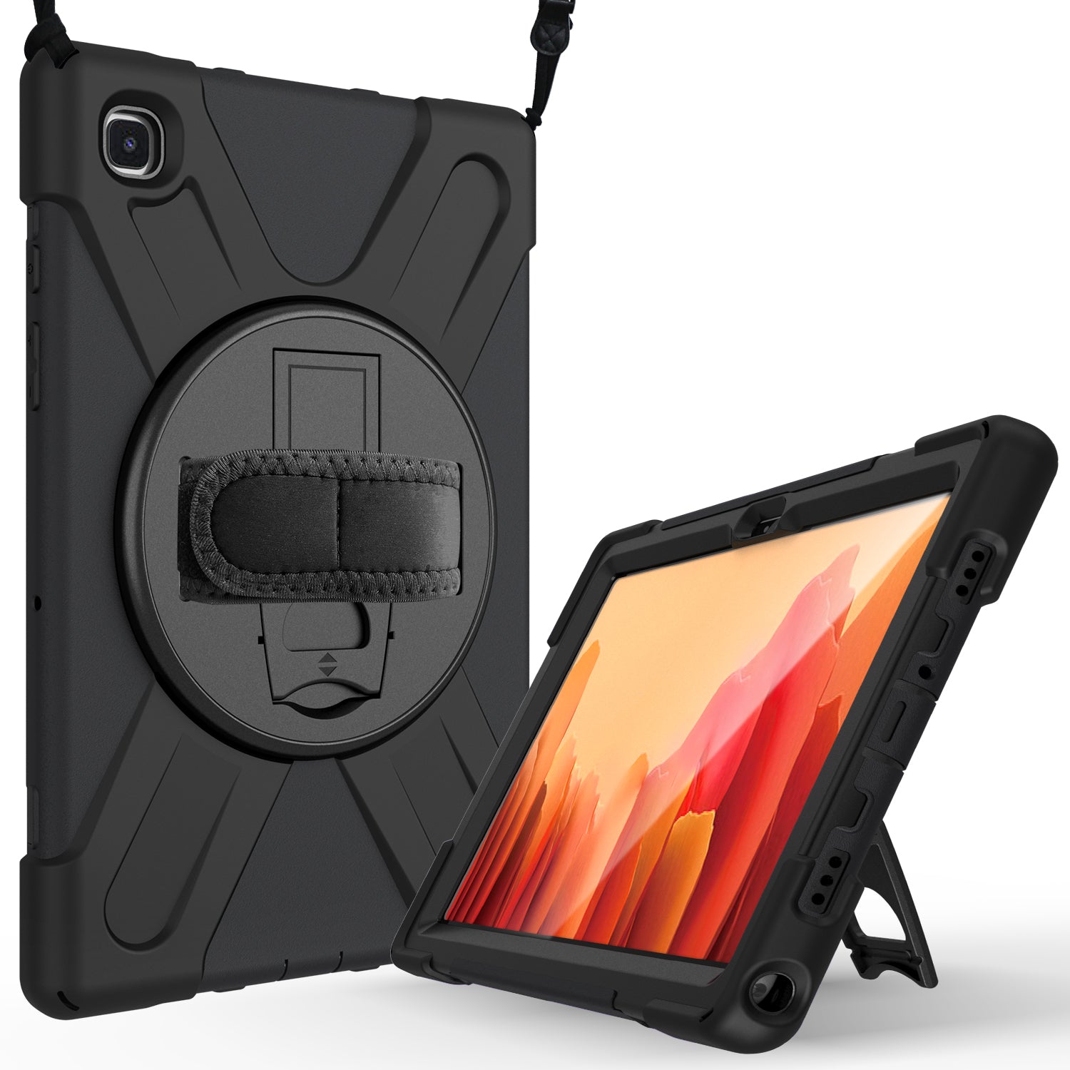 Reinforced and shockproof protective case, with shoulder strap-Black for Samsung