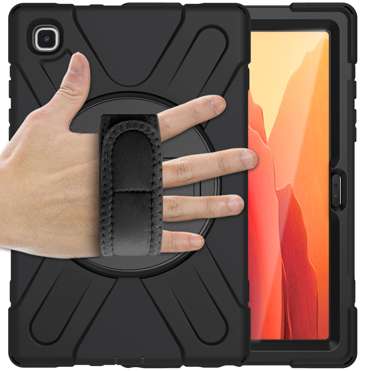 Reinforced and shockproof protective case, with shoulder strap-Black for Samsung