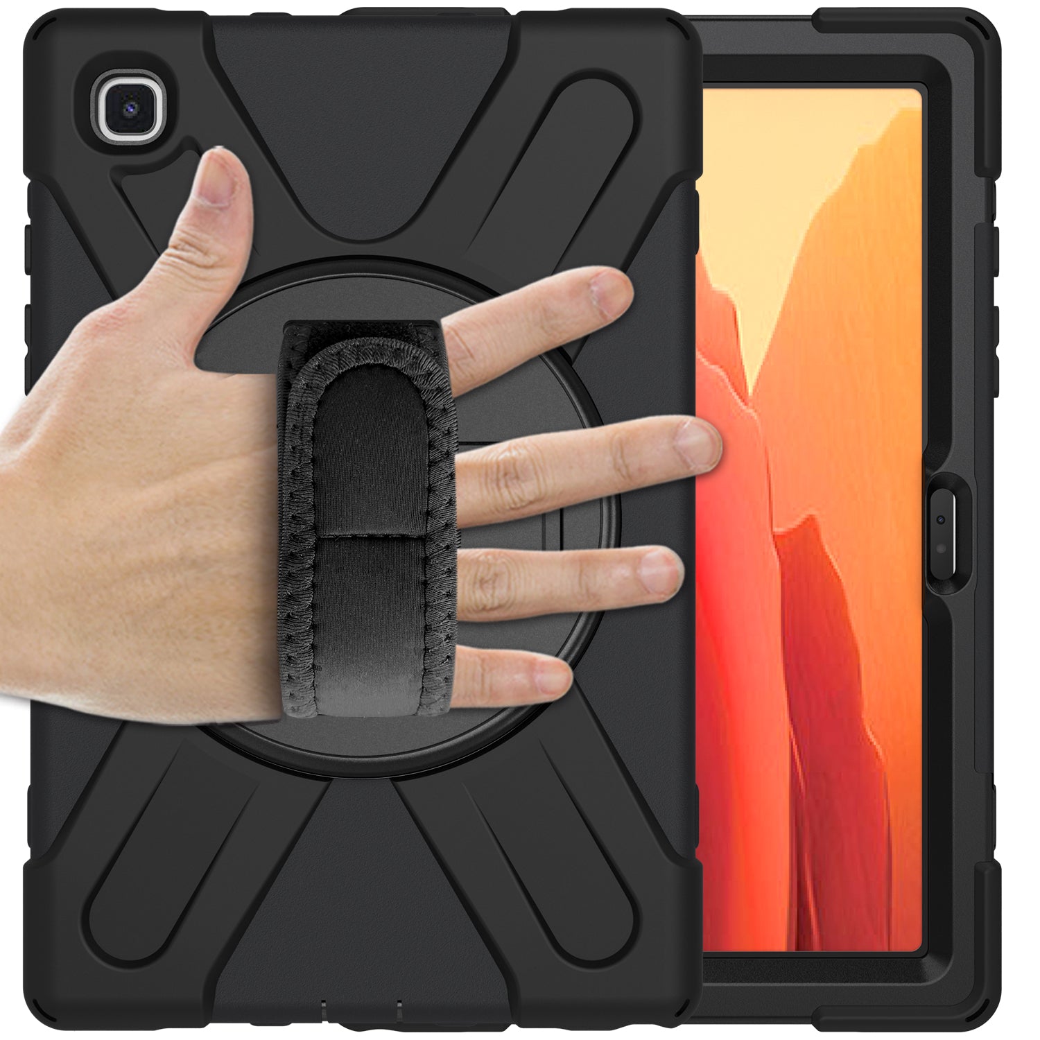 Reinforced and shockproof protective case, with shoulder strap-Black for Samsung