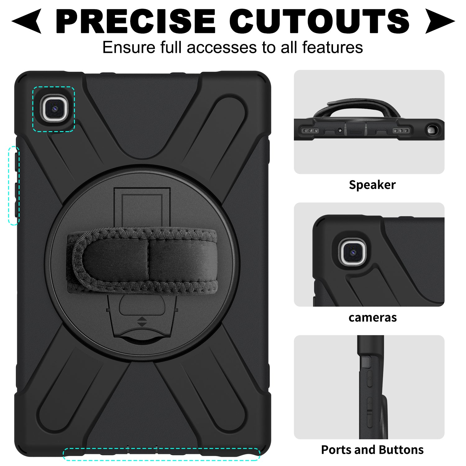 Reinforced and shockproof protective case, with shoulder strap-Black for Samsung